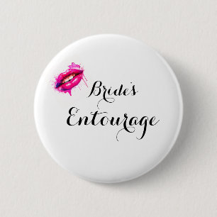Modern Calligraphy Brides Entourage 6 Cm Round Badge
