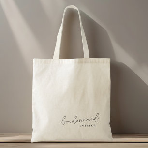 Modern Calligraphy Bridesmaid Name Tote Bag