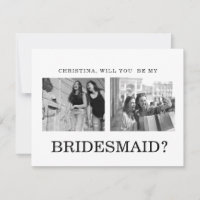 Modern calligraphy Bridesmaid Proposal Photo Card