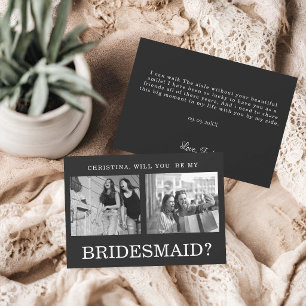 Modern calligraphy Bridesmaid Proposal Photo Card