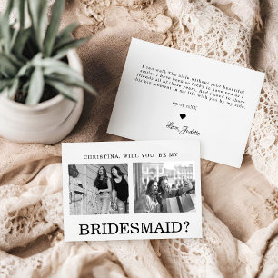Modern calligraphy Bridesmaid Proposal Photo  Card