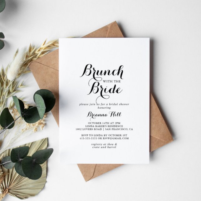 Modern Calligraphy Brunch with the Bride Shower Invitation (Creator Uploaded)