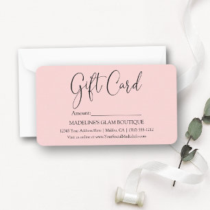 Modern Calligraphy Business Small Pink Gift Card