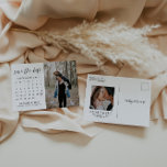 Modern Calligraphy Calendar Save The Date Postcard<br><div class="desc">This is a modern save the date postcard featuring a beautiful calligraphy font paired with a simple typeface. Use the "personalise this template" button to make this save the date completely your own.</div>