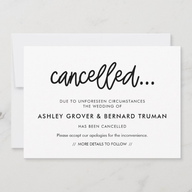 Modern calligraphy Cancelled event announcement (Front)