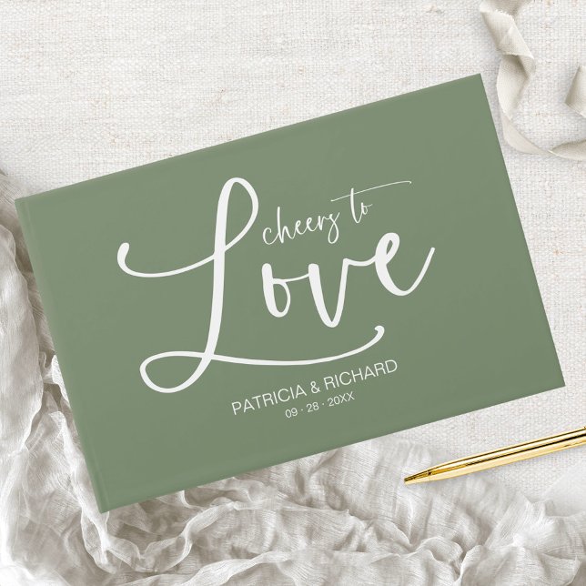 Modern Calligraphy Cheers To Love Wedding Guest Book (Creator Uploaded)