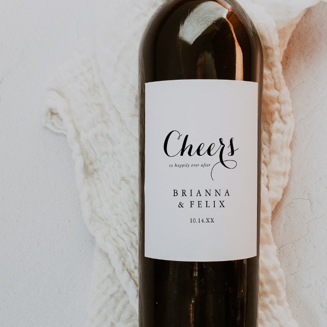 Modern Calligraphy Cheers Wedding Wine Labels (Creator Uploaded)