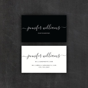 Modern Calligraphy Chic Black Photography Business Card
