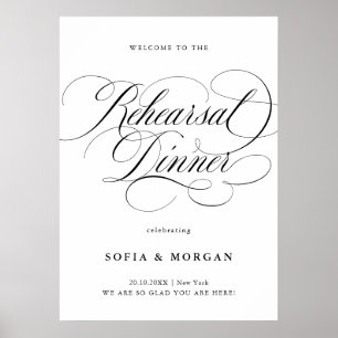 Modern calligraphy Chic Rehearsal Dinner Welcome Poster