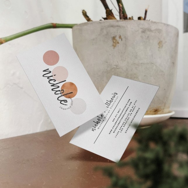 Modern Calligraphy Color Palette Makeup Artist  Business Card (Creator Uploaded)