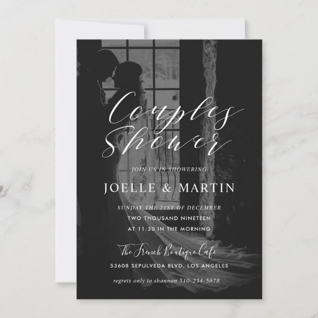 Modern Calligraphy Couples Shower Photo Il Invitation (Front)