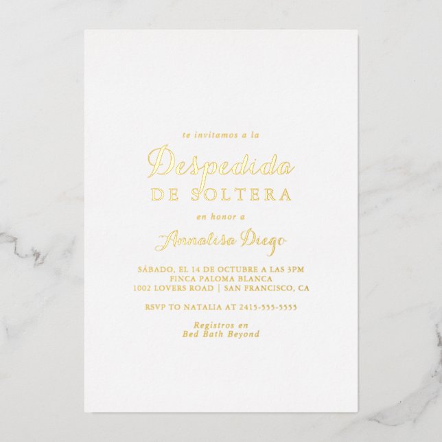 Modern Calligraphy Despedida de Soltera Gold  (Front)