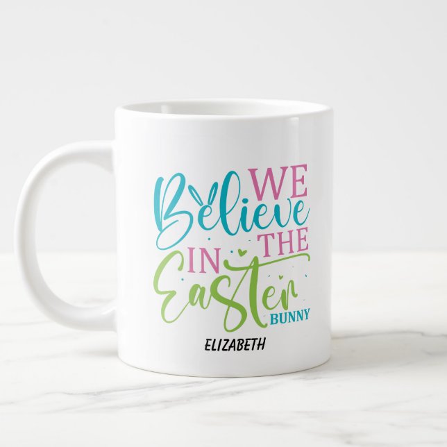 Modern Calligraphy Easter Bunny Mug (Left)