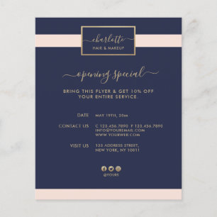 Modern Calligraphy Elegant Gold Pink&Midnight Blue Flyer