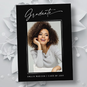 Modern Calligraphy Elegant Ink Script Graduation Announcement