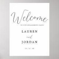 Modern Calligraphy Engagement Party Welcome Sign