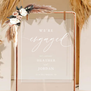 Modern Calligraphy Engagement We're Engaged Acrylic Sign