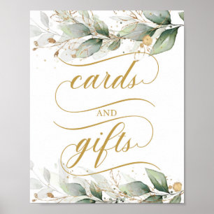 Modern calligraphy eucalyptus cards and gifts sign