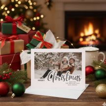 Modern Calligraphy Family Christmas Photo