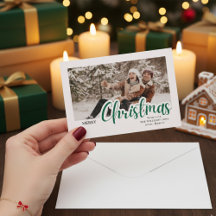 Modern Calligraphy Family Christmas Photo