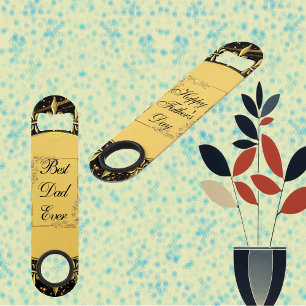 Modern Calligraphy Father's Day Gold Leafy Swirls 