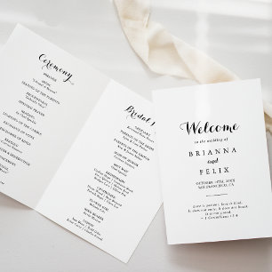 Modern Calligraphy Folded Wedding Programme