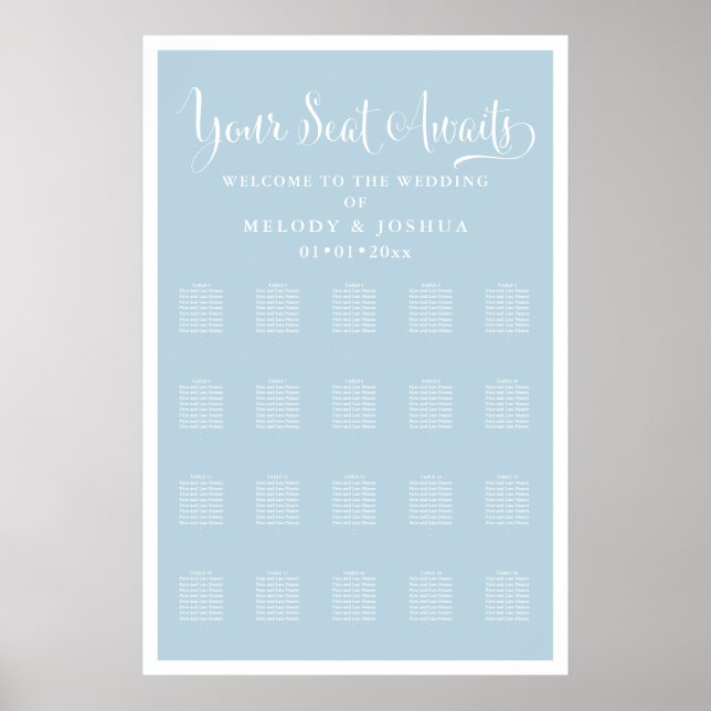 Modern Calligraphy Font DIY colour Dusty Blue Poster (Front)