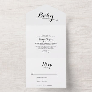Modern Calligraphy Formal Baby Shower  All In One Invitation