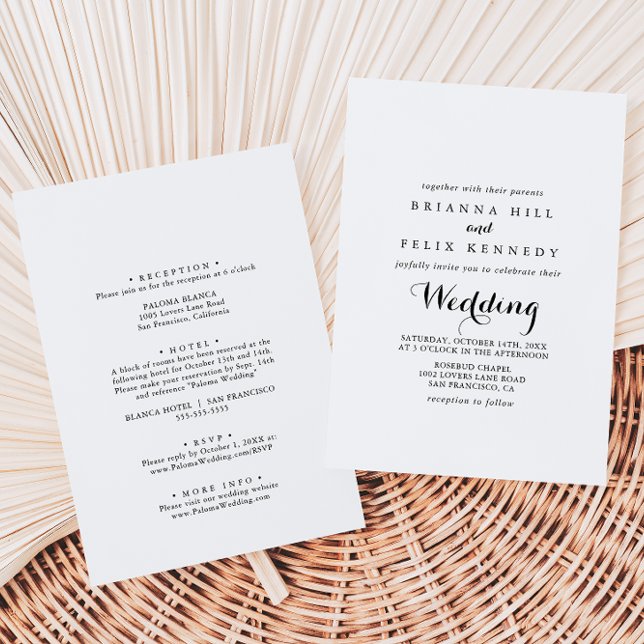 Modern Calligraphy Front & Back Wedding Invitation (Creator Uploaded)
