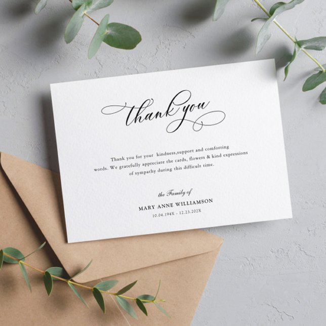modern calligraphy funeral thank you note (Creator Uploaded)