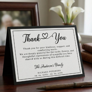 Modern Calligraphy funeral thank you note card