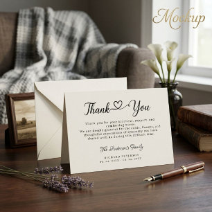 Modern Calligraphy funeral thank you note card