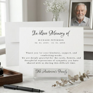 Modern Calligraphy funeral thank you note card
