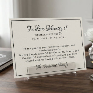 Modern Calligraphy funeral thank you note card