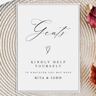 Modern Calligraphy Gents Bathroom Wedding Sign