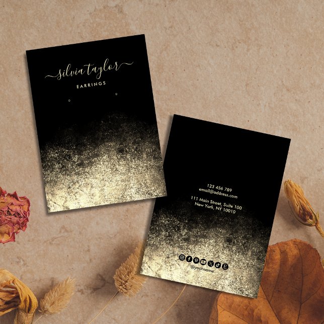 Modern Calligraphy Gold Black Earring display card (Creator Uploaded)