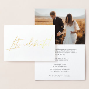 Modern Calligraphy Gold Foil Post Wedding Party Card