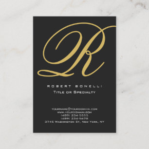 Modern Calligraphy Gold Monogram Business Card