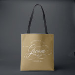 Modern calligraphy gold Mother of the Groom Tote Bag<br><div class="desc">A timeless and elegant mother of the groom gift tote bag featuring refined calligraphy script on a classic background,  perfect for a formal and sophisticated wedding celebration. For customisation or additional products featuring this design,  please feel free to contact me.</div>