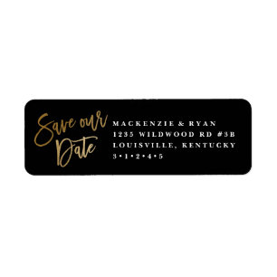 Modern calligraphy gold save the date announcement