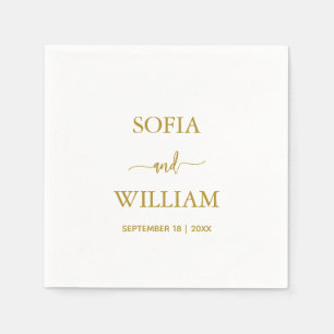 Modern calligraphy Gold Script Monogram wedding Napkin