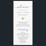 Modern Calligraphy Gold Welcome Wedding Program Programme<br><div class="desc">This chic wedding program shines with simplicity. Modern typography and gorgeous calligraphy accented by a pretty heart in (printed)  gold,  this order of service with a summary of key people on the back is both minimalist and elegant.</div>