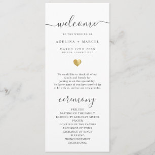 Modern Calligraphy Gold Welcome Wedding Program Programme