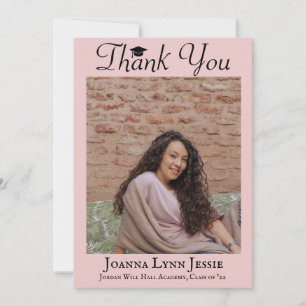 modern Calligraphy Graduate Photo Thank You Card