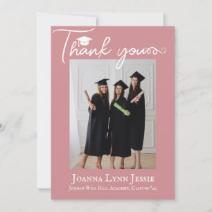 modern Calligraphy Graduate Photo Thank You Card