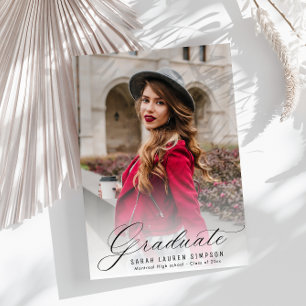 Modern calligraphy graduation announcement