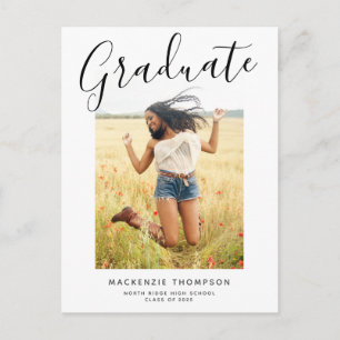 Modern Calligraphy Graduation Announcement Postcard