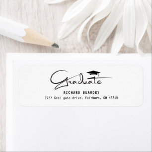 Modern Calligraphy Graduation Cap Return Address 
