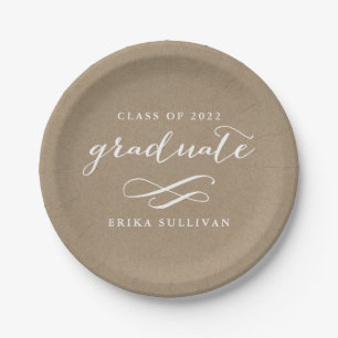 Modern Calligraphy Graduation Kraft Paper Plate