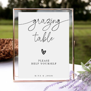 Modern Calligraphy Grazing Table Wedding Sign